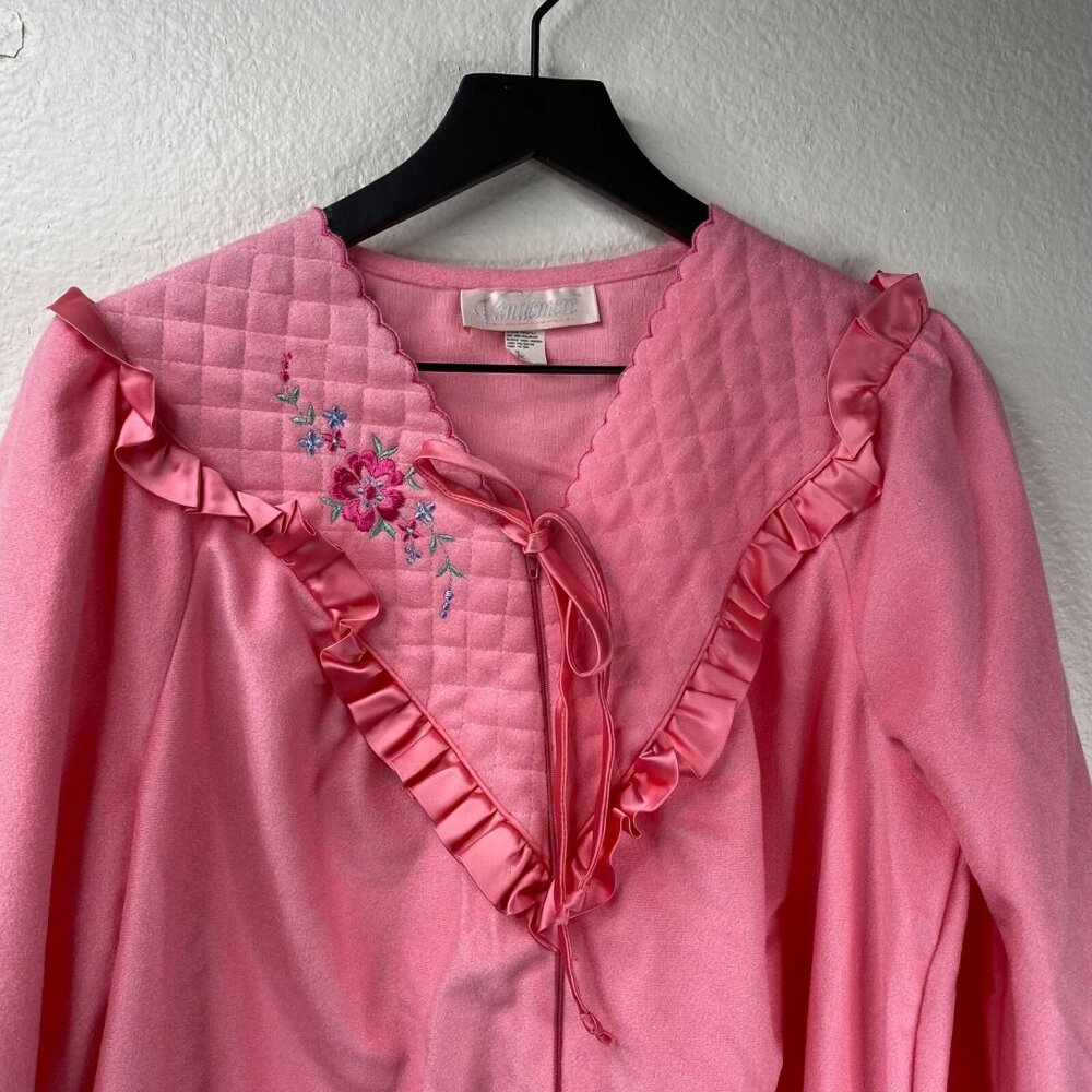 Vintage Vandemere Robe Womens Pink Sz L Brushed Fleece Cottage Core Grandma NWT - Picture 5 of 9
